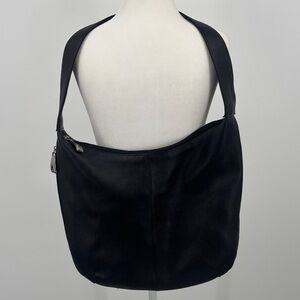 Halston Black Pebble Leather Hobo Shoulder Bag